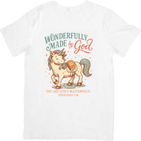 Thumbnail for Wonderfully Made By God Unicorn T-Shirt | Christian Ephesians 2:10 Graphic Tee | Faith Gift