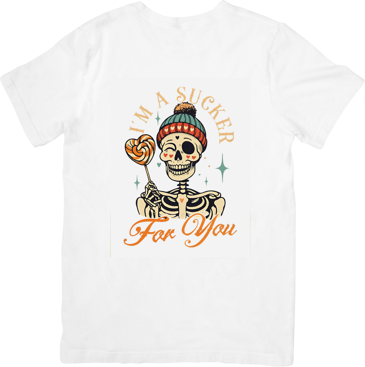 I'm A Sucker For You Skeleton T-Shirt | Funny Valentine Lollipop Graphic Tee | Love Gift