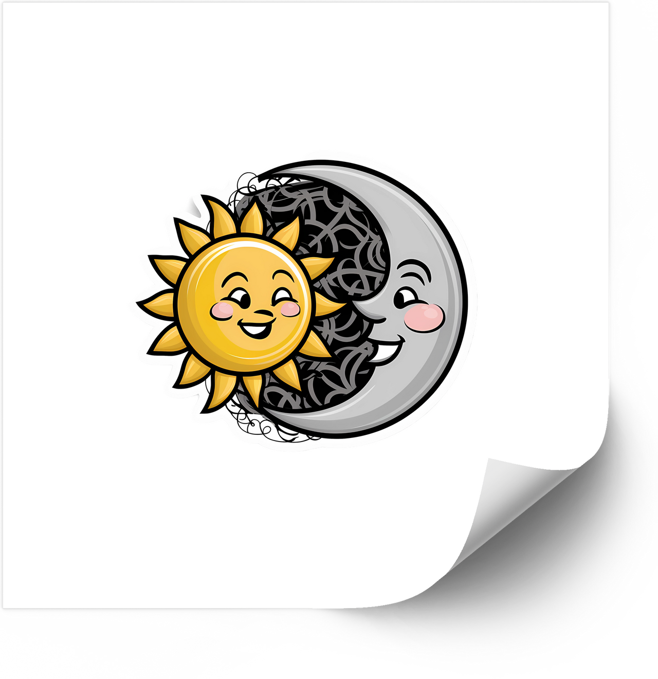 Happy Sun and Moon Sticker | Bold Patriotic Kawaii Celestial Vinyl Decal | American Sky Pride Decal