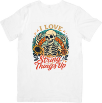 Thumbnail for I Love Stringing Things Up Skeleton T-Shirt | Vintage Floral Funny Graphic Tee