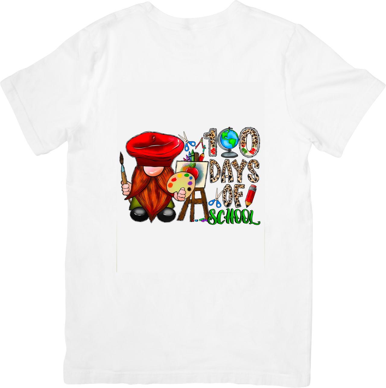 100 Days Of School Painter Gnome T-Shirt | Cute Art Teacher Graphic Tee | School Gift