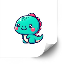 Thumbnail for Kawaii Teal Dinosaur Baby Sticker | Cute Sitting Dino Vinyl Decal