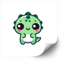 Thumbnail for Cute Green Kawaii Dinosaur Sticker | Smiling Baby Dino Vinyl Decal