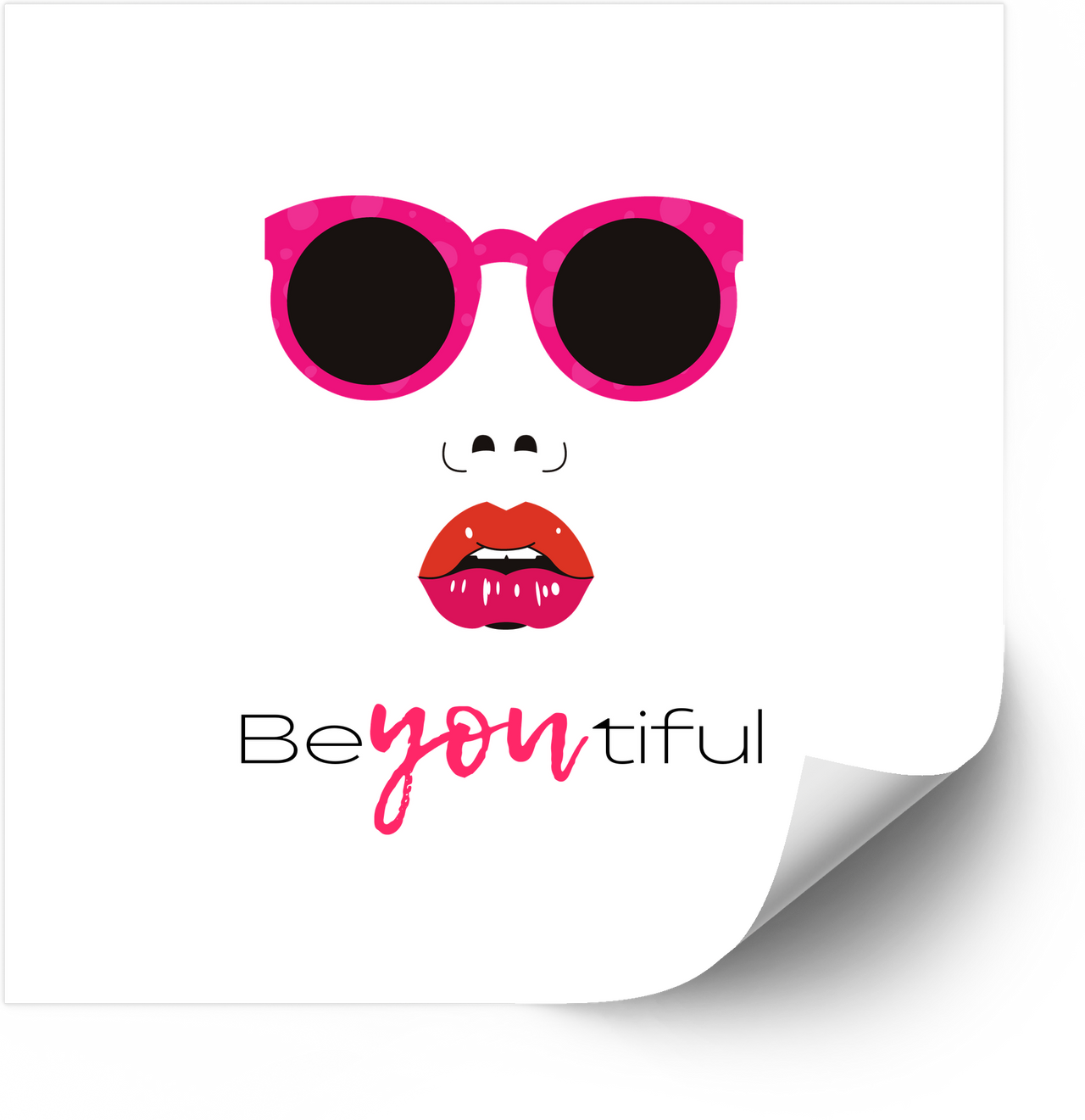 BeYOUtiful Sunglasses Sticker | Bold Patriotic Empowerment Pink Vinyl Decal | American Confidence Decal