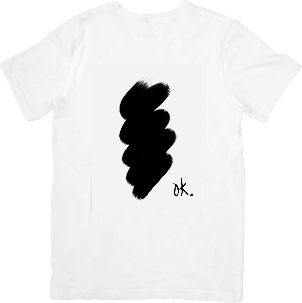 Abstract Black Brushstroke OK T-Shirt | Minimalist Artistic Graphic Tee | Unisex Aesthetic