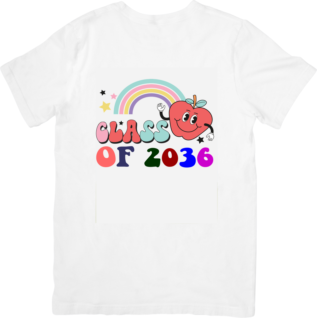 Class Of 2036 Rainbow Apple T-Shirt | Cute Retro Kindergarten Graphic Tee | Graduation Gift