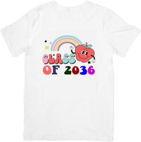 Thumbnail for Class Of 2036 Rainbow Apple T-Shirt | Cute Retro Kindergarten Graphic Tee | Graduation Gift
