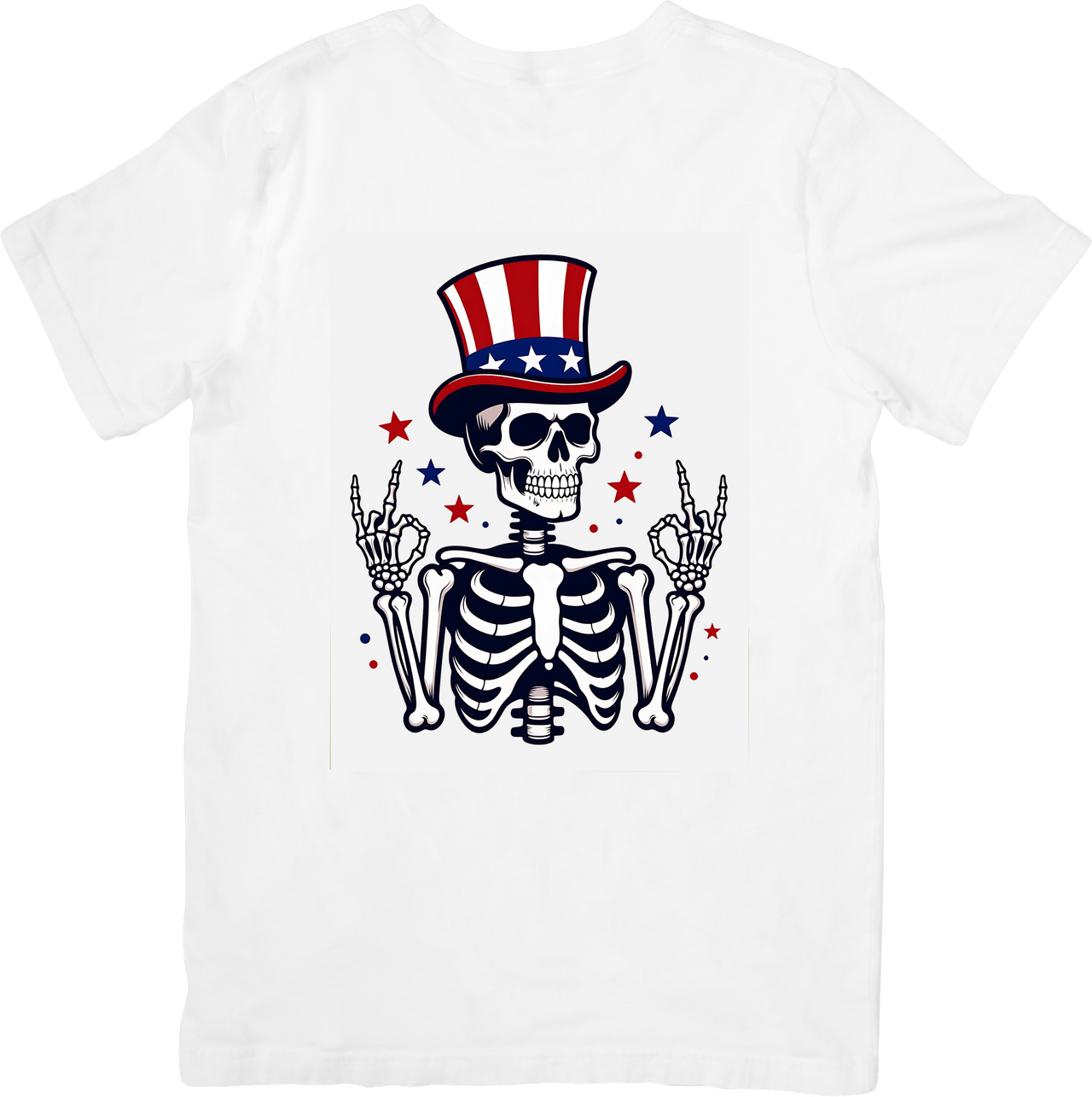 Uncle Sam Skeleton T-Shirt | Funny 4th Of July Patriotic Rock On Graphic Tee | USA Gift