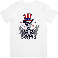 Thumbnail for Uncle Sam Skeleton T-Shirt | Funny 4th Of July Patriotic Rock On Graphic Tee | USA Gift