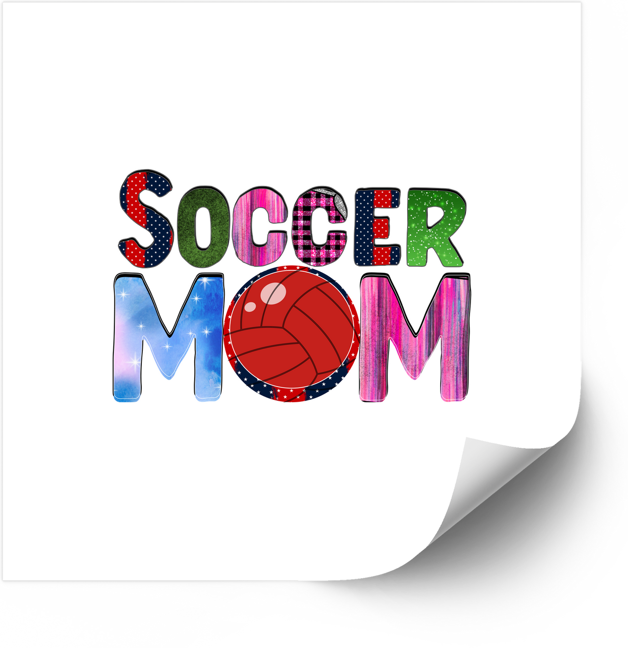 Soccer Mom Patterned Letters Sticker | Cute Sports Mom Vinyl Decal