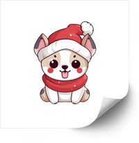 Thumbnail for Cute Santa Puppy With Scarf Sticker | Kawaii Christmas Dog Vinyl Decal