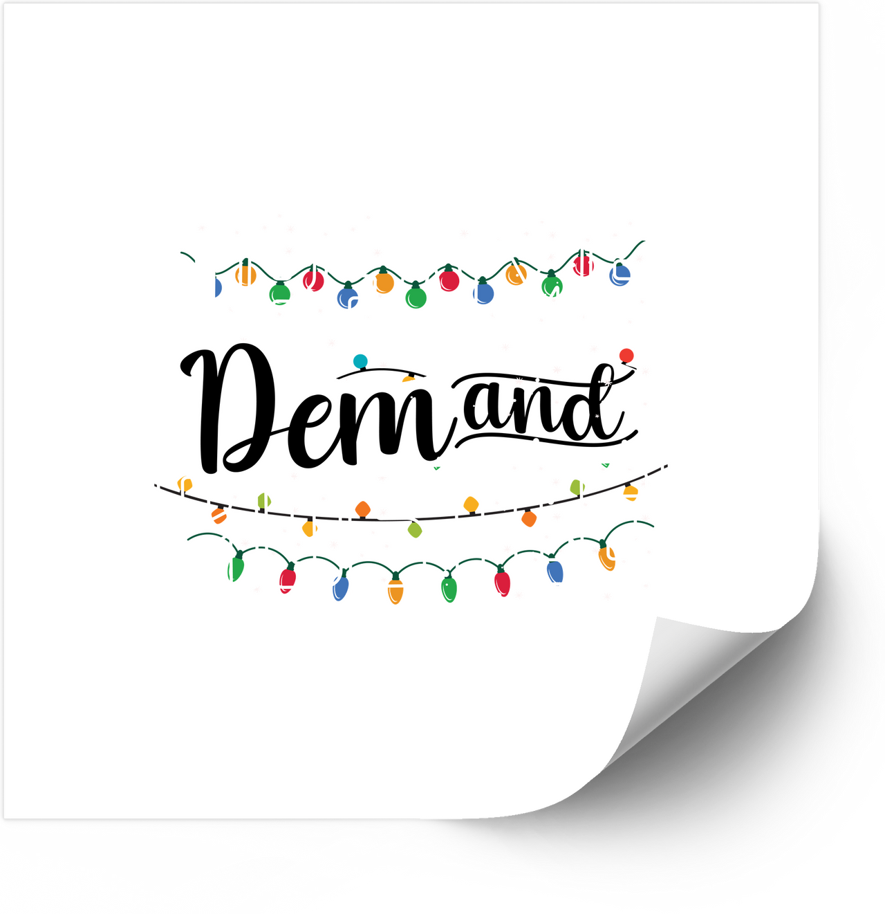 Demand Christmas Lights Sticker | Festive Holiday String Lights Vinyl Decal